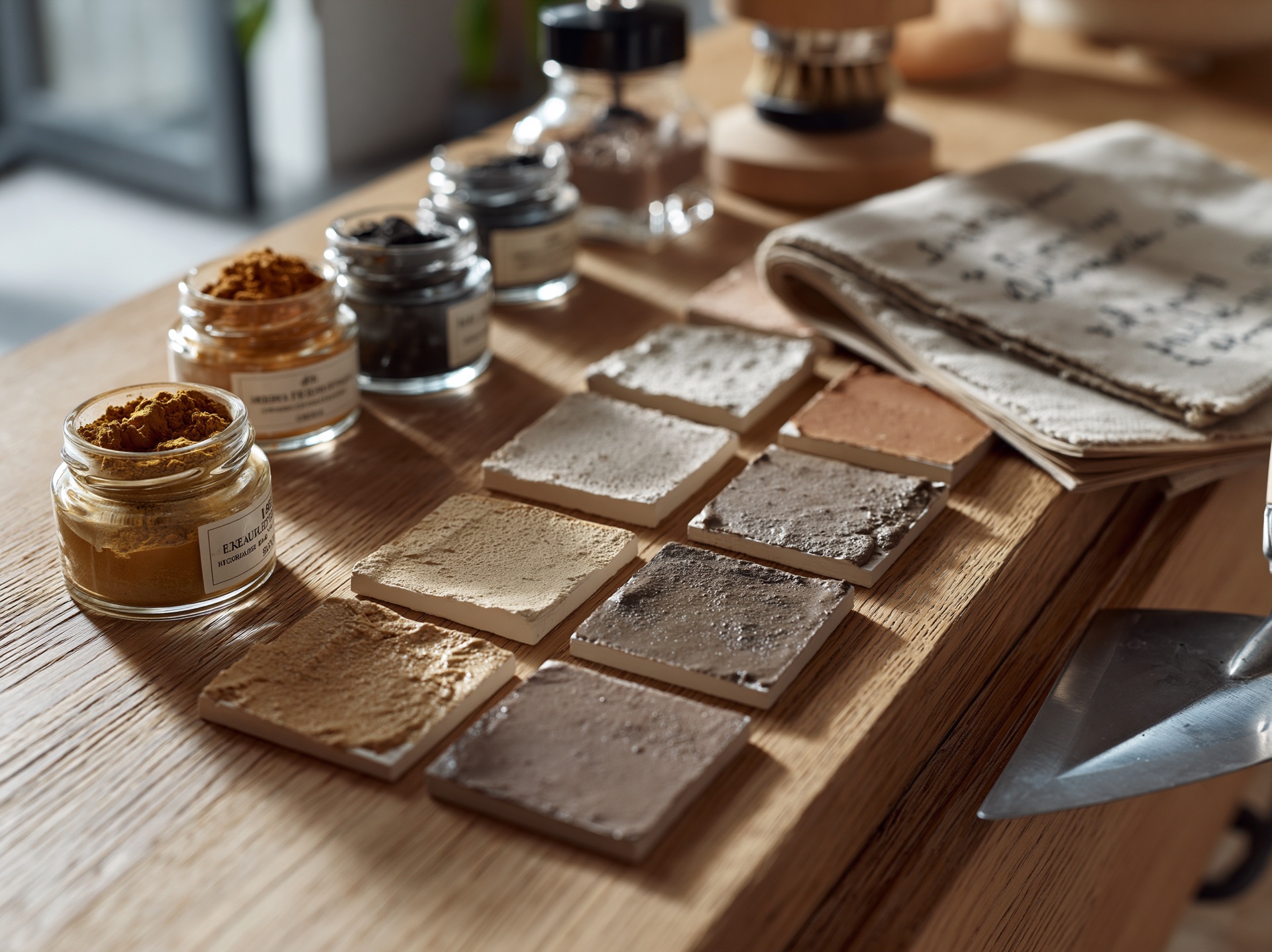 Advies op maat — materiaalstalen, pigmenten en referenties op de consultatietafel