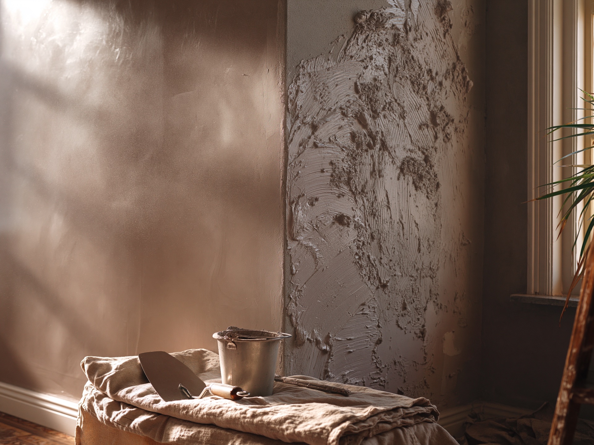 Uitvoering — Venetiaans stucwerk laag voor laag aangebracht en gepolijst